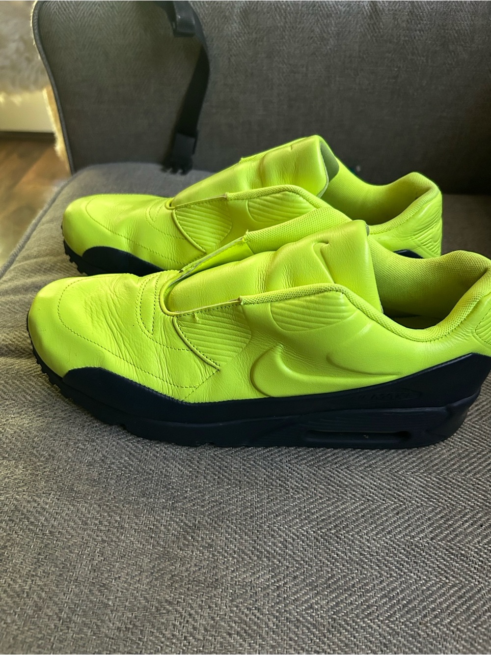 Nike women Slip-On Sneakers in Neon Green with Black Sole